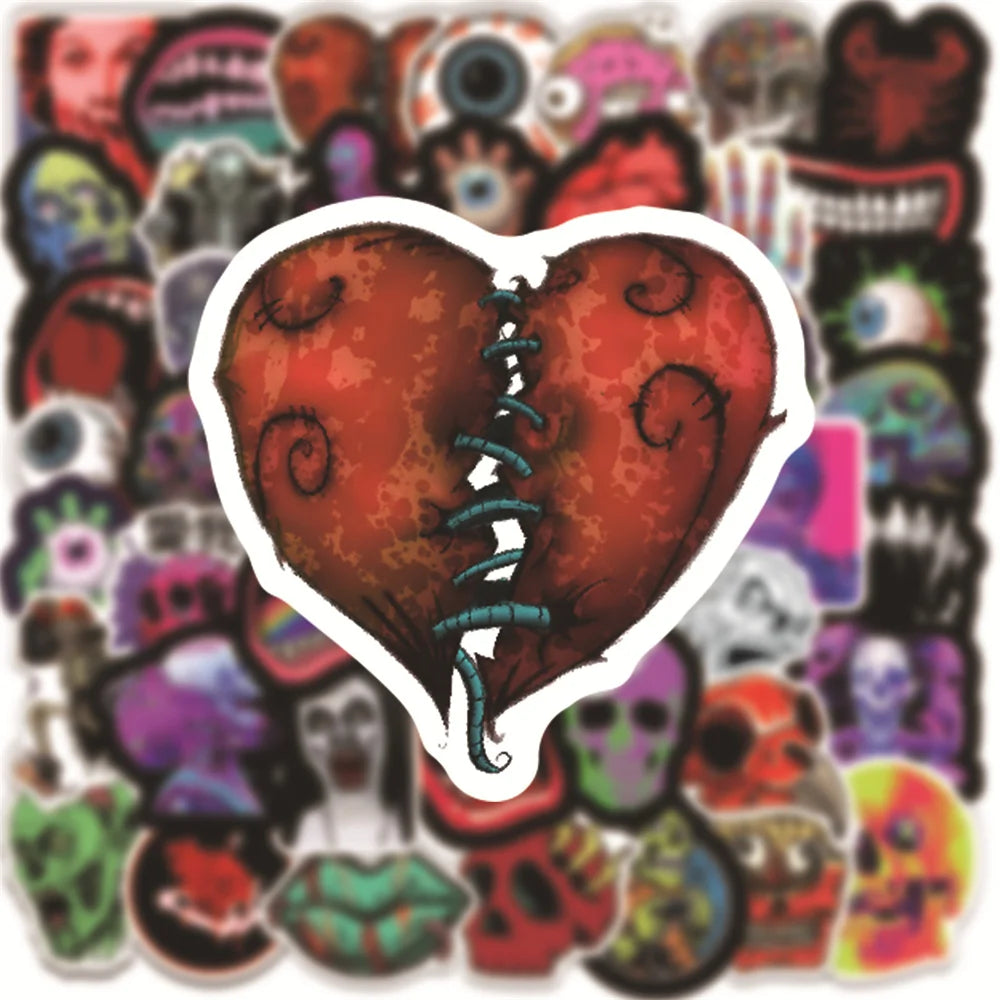 50PCS Horror Halloween Horror Graffiti Sticker Wall Sticker Computer Notebook Water Cup Trolley Case Sticker