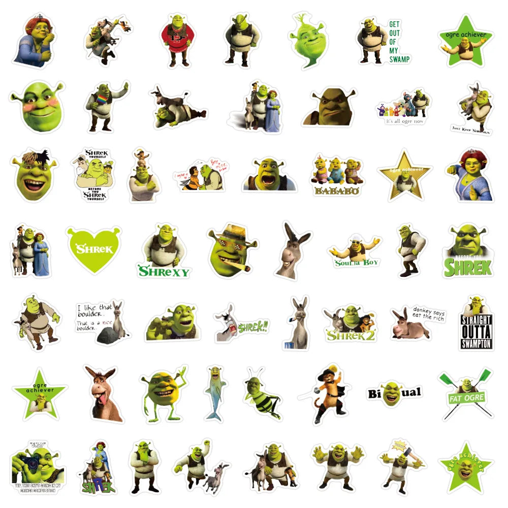 50pcs Cartoon Monster Shrek Graffiti Sticker DIY Suitcase Laptop Suitcase Guitar Star Sticker Waterproof