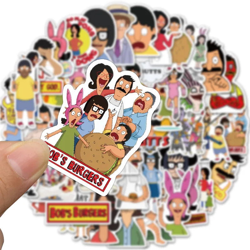 50PCS   AnimationHappy Burger Shop Character Pattern Graffiti Sticker Luggage Notebook Sticker Toy