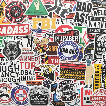 50PCS Worker Tools Hard Hat Graffiti Sticker Skateboard Helmet Luggage Guitar Gift Toy PVC Waterproof Sticker