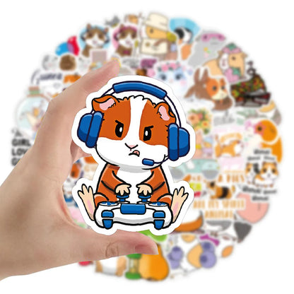 50PCS New Style Guinea Pig Graffiti Sticker Waterproof Luggage Laptop Scooter Refrigerator Water Cup Sticker
