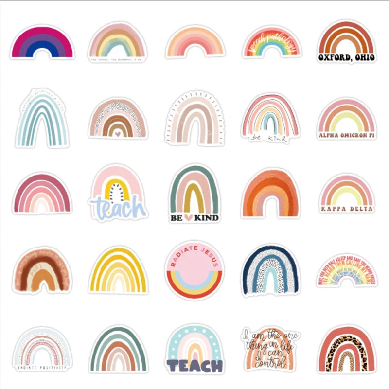 50PCS Colorful Rainbow Bridge Small Fresh Graffiti Stickers Luggage Mobile Phone Children Helmet Decoration Toys
