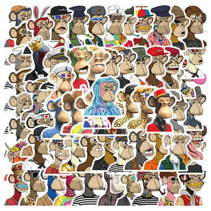 50PCS Cartoon Bored Ape Yacht Club Personalized Graffiti Waterproof Sticker Suitcase Notebook Refrigerator Helmet