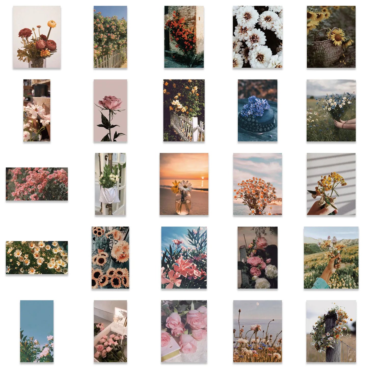 50pcs Retro Literature and Art Flower Graffiti Personalized DIY Decoration Phone Case Guitar Toy Sticker