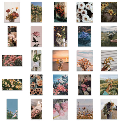 50pcs Retro Literature and Art Flower Graffiti Personalized DIY Decoration Phone Case Guitar Toy Sticker