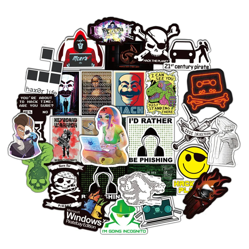 50PCS Hacker Dark Web Series Graffiti Stickers Mobile Computer Skateboard PVC Waterproof Sticker
