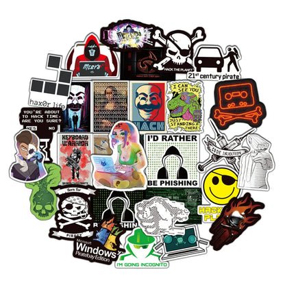 50PCS Hacker Dark Web Series Graffiti Stickers Mobile Computer Skateboard PVC Waterproof Sticker