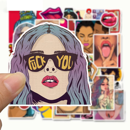 50PCS Temptation Sexy Urban Beauty Graffiti Decals Ipai Diary Laptop Guitar Skateboard PVC Waterproof Sticker