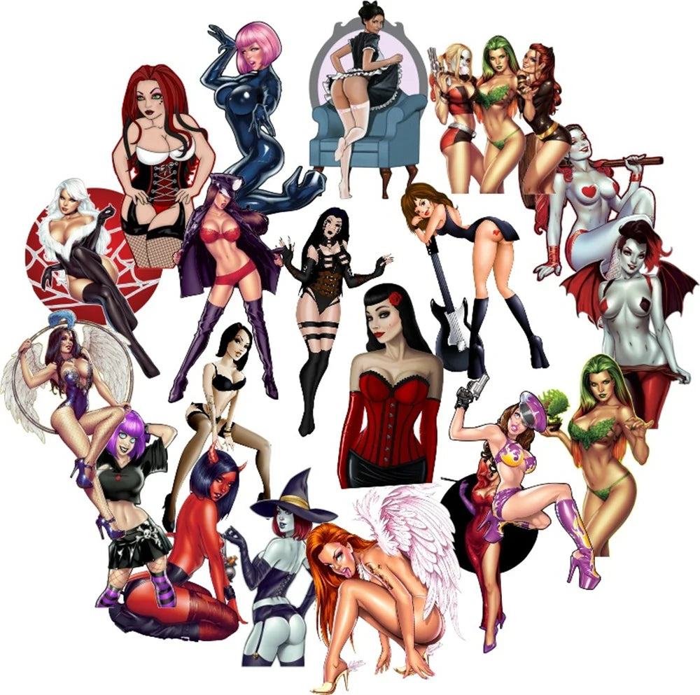 50pcs Cartoon Animation Sexy Beauty Devil Girl Sticker Trunk Notebook Waterproof Sticker