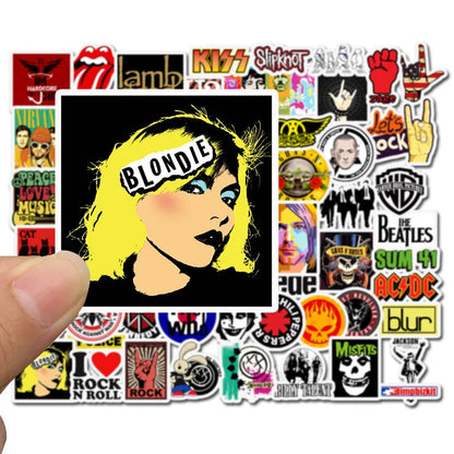 50pcs Classic Cartoon Rock Hip-Hop Band Graffiti Waterproof Skateboard Personalized Luggage Computer Stickers
