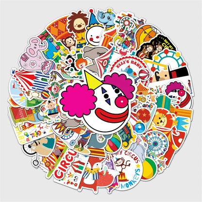 50PCS Circus Graffiti Sticker Cartoon Cute Paradise DIY Skateboard Water Cup Luggage Sticker