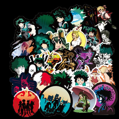50PCS Cartoon My Hero Academy Sticker Trolley Case Bike Scooter Water Cup Waterproof Sticker