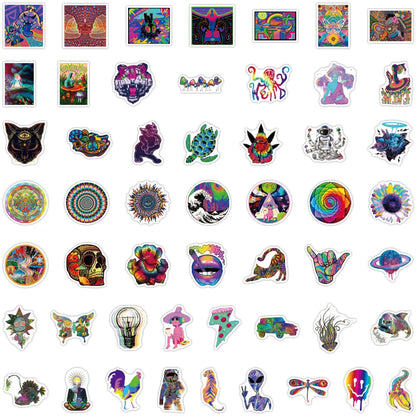 50PCS Psychedelic Series Graffiti Waterproof Sticker Car Trunk Notebook Skateboard Water Cup Sticker