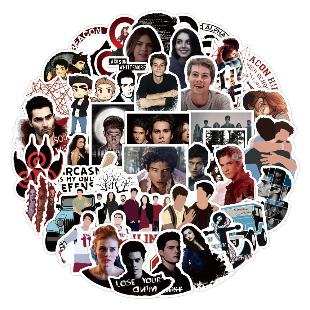50PCS American Drama Teen Wolf Graffiti Sticker Waterproof Suitcase Notebook Refrigerator Personality Water Cup