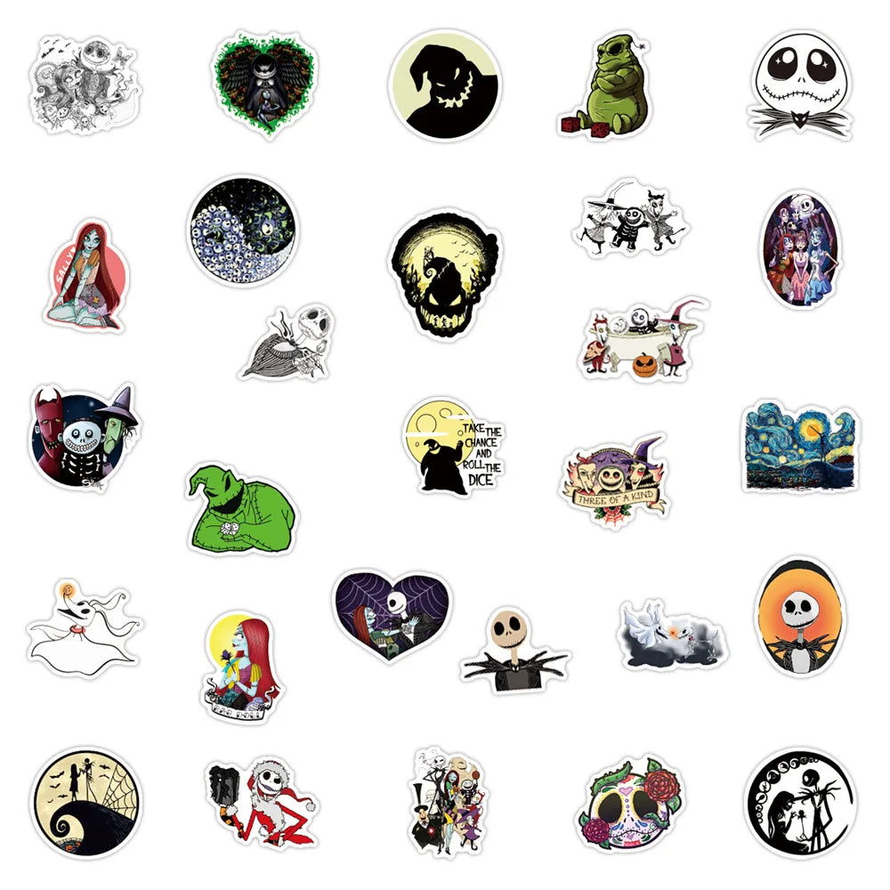 50PCS Cartoon Film and Television Christmas Fright Night Graffiti Stickers Personalized Fashion Creative Trend DIY Exquisite Decorative Decals for Cups Helmets Skateboards Popular Stickers Toys