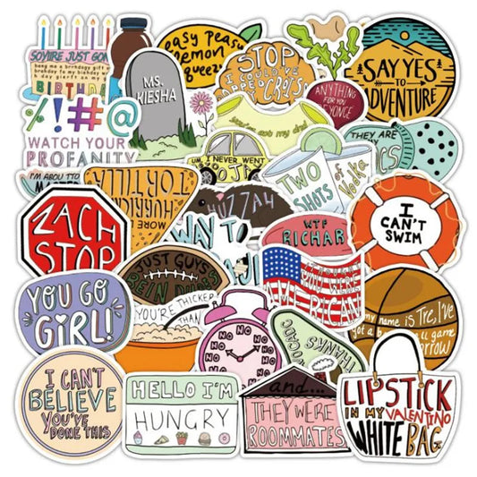 50PCS  Classic Vines Fresh Cartoon Letters Graffiti Laptop Luggage Skateboard Guitar Waterproof Stickers Toys