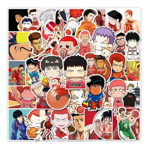 50PCS cartoon and anime character Slam Dunk decorative style graffiti stickers, personalized fashion and creative trend DIY exquisite decorative decal cups, helmets, skateboard popular stickers