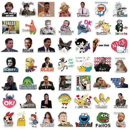 50PCS Cartoon Character Social Emoticon Package Graffiti Stickers Decorative Luggage Laptop Thermos