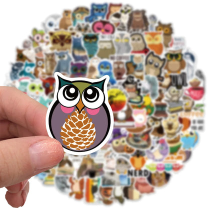 50PCS Cartoon Owl Cute Graffiti Waterproof Sticker Suitcase Notebook Refrigerator Skateboard Stationery Box Helmet