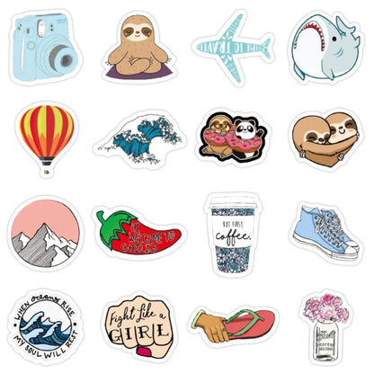 50 pieces of cute and fresh animal graffiti stickers, personalized DIY guitar, laptop, water cup, phone case, planner book decorative sticker toys