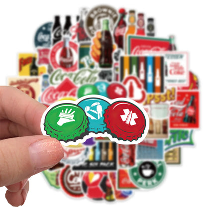 50pcs Color Retro Coke Bottle Graffiti Sticker DIY Suitcase Laptop Scooter Guitar Star Sticker Waterproof