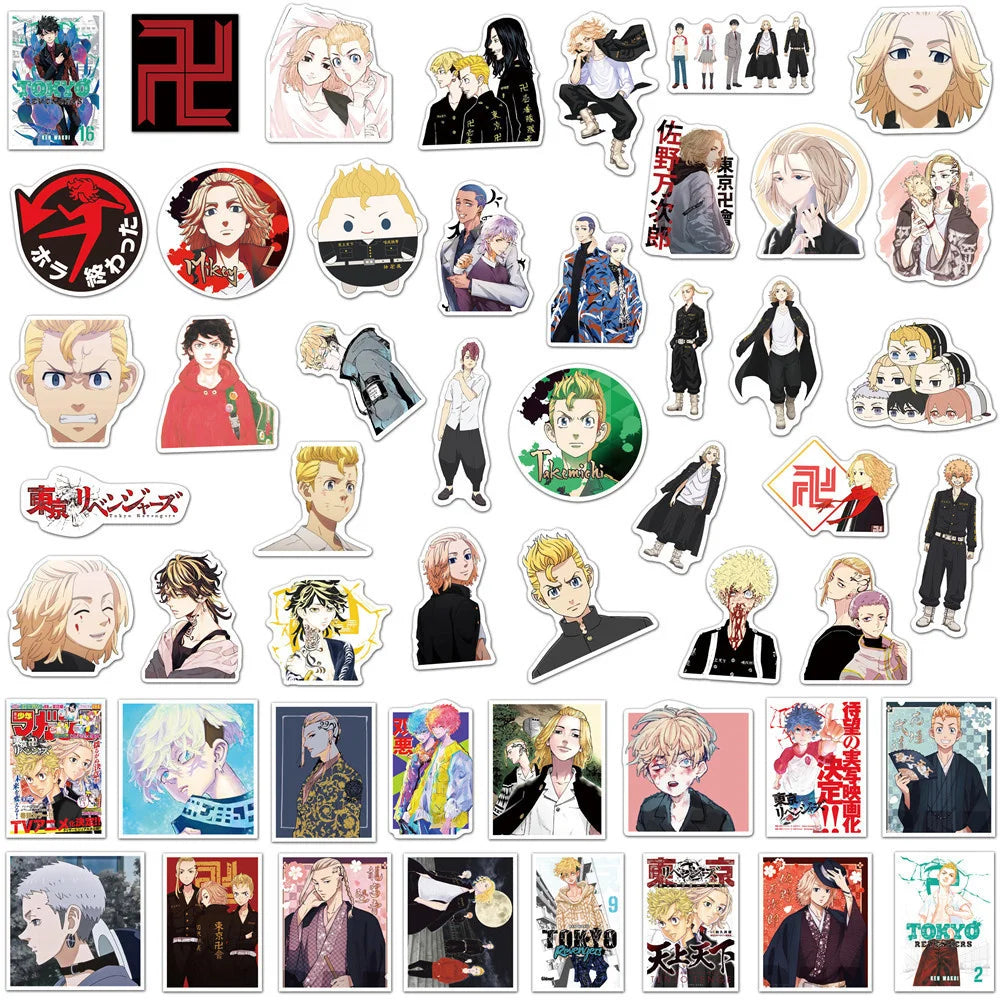 50pcs Cartoon Animation Tokyo Avenger Graffiti Sticker Mobile Phone Trunk Waterproof Sticker