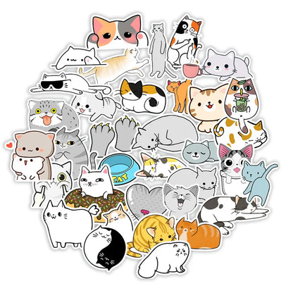 50PC   Cute Kitten Notebook Graffiti Stickers Mobile Phone Water Cup Car Helmet Refrigerator Motorcycle Stickers