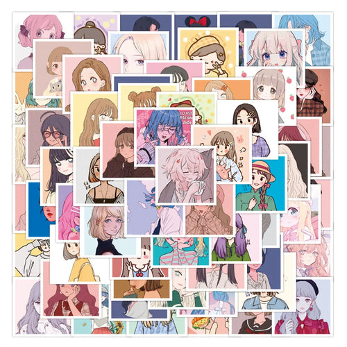 60PCS of cartoon and cute anime girl decorative style graffiti stickers, personalized, fashionable and creative DIY exquisite decorative decal cups, helmets, skateboard popular sticker toys