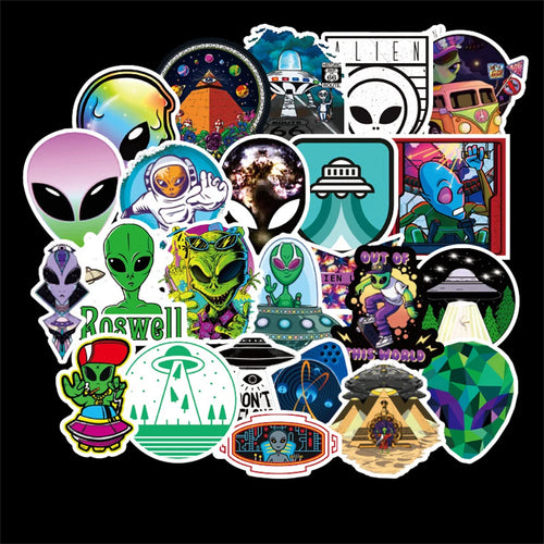50PCS Alien Sticker PVC Graffiti Laptop Computer Mobile Phone Graffiti Guitar Gift Toy Sticker