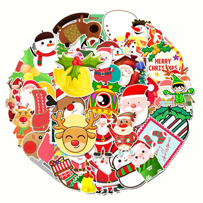 50PCS Christmas Holiday Cartoon Decoration Graffiti Waterproof Sticker Suitcase Notebook Refrigerator Skateboard