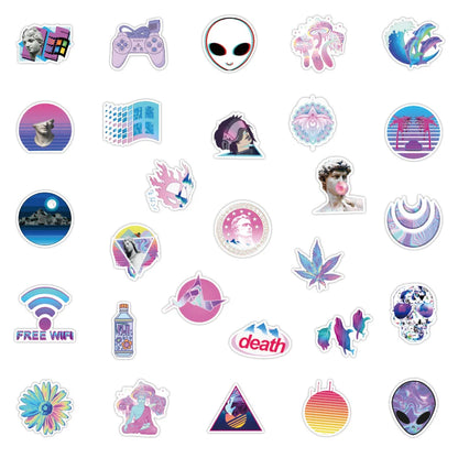 50PCS Steam Wave Sticker Girl Ins Personalized Suitcase Sticker VSCO Waterproof Notebook Sticker
