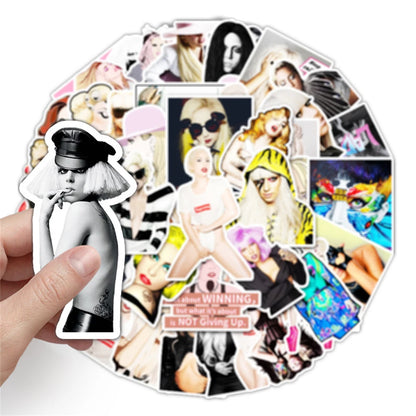 51PCS New Trend Lady Gaga Actress Sexy Graffiti Decoration Suitcase Guitar Computer Car Trunk  Table Waterproof Sticker