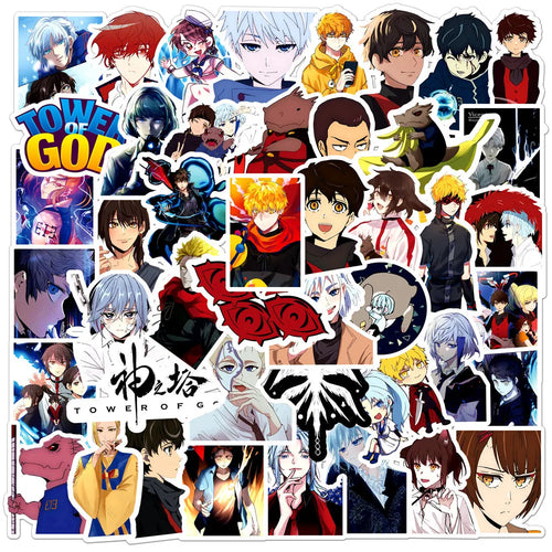 50PCS/Cartoon Anime God Tower Graffiti Sticker Laptop Skateboard Guitar Water Cup Waterproof Decorative Sticker