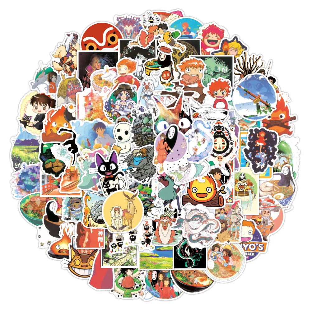 50pcs Japanese Animation Hayao Miyazaki Animation Graffiti Sticker Waterproof Sticker