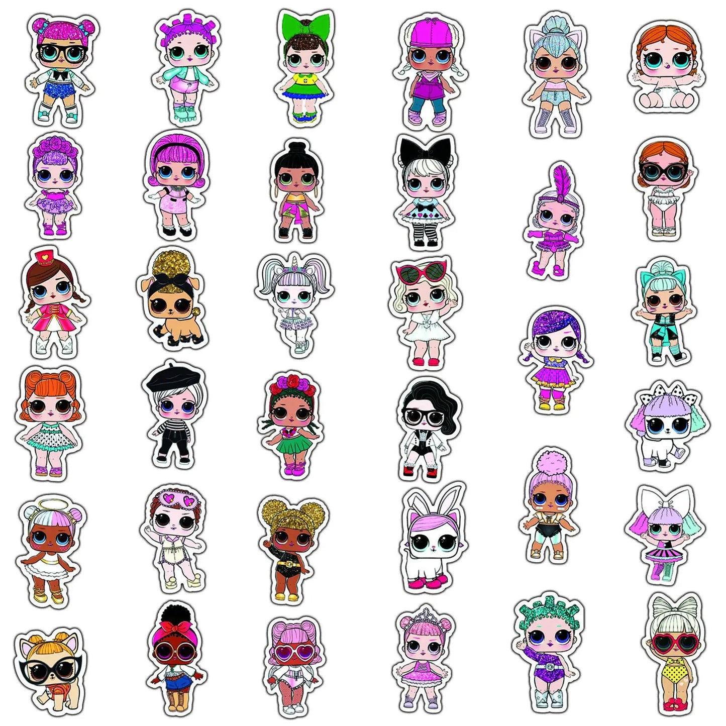 50PCS Cute Surprise Doll Cartoon Graffiti Waterproof Sticker Suitcase Notebook Skateboard Refrigerator Water Cup