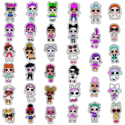 50PCS Cute Surprise Doll Cartoon Graffiti Waterproof Sticker Suitcase Notebook Skateboard Refrigerator Water Cup