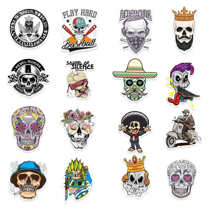50PCS Non-repetitive Skull Graffiti Stickers Bicycle Mobile Phone Motorcycle Helmet Decorative Stickers