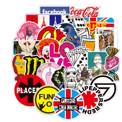 50PCS Tide Brand Sticker Classic LOGO Sticker Water Cup Luggage Notebook Refrigerator Sticker