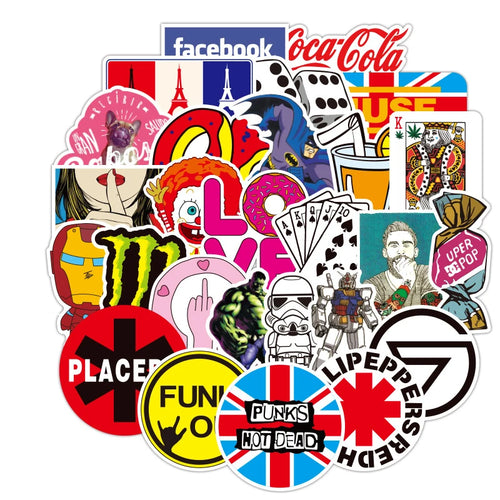 50PCS Tide Brand Sticker Classic LOGO Sticker Water Cup Luggage Notebook Refrigerator Sticker