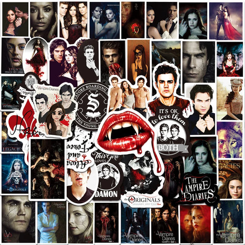 50PCS American TV Series The Vampire Diaries Graffiti Sticker Notebook Water Cup Waterproof Decorative Sticker