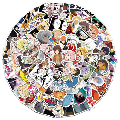 50PCS Cartoon Animation Creative Graffiti Demon Slayer Attack on Titan Guitar Phone Case Gift Toy Sticker Decal