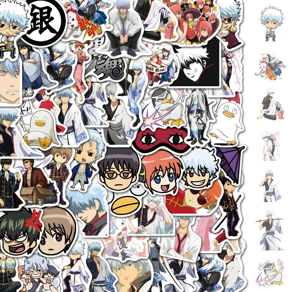 50 pieces of cartoon and anime silver jade graffiti stickers, personalized DIY small car box, scooter, refrigerator, water cup, waterproof sticker toys