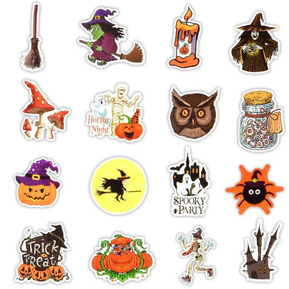50PCS classic cartoon Halloween horror pumpkin graffiti series decorative style graffiti stickers, personalized, fashionable and creative DIY exquisite decorative stickers, water cups, helmets, skateboards, popular sticker toys