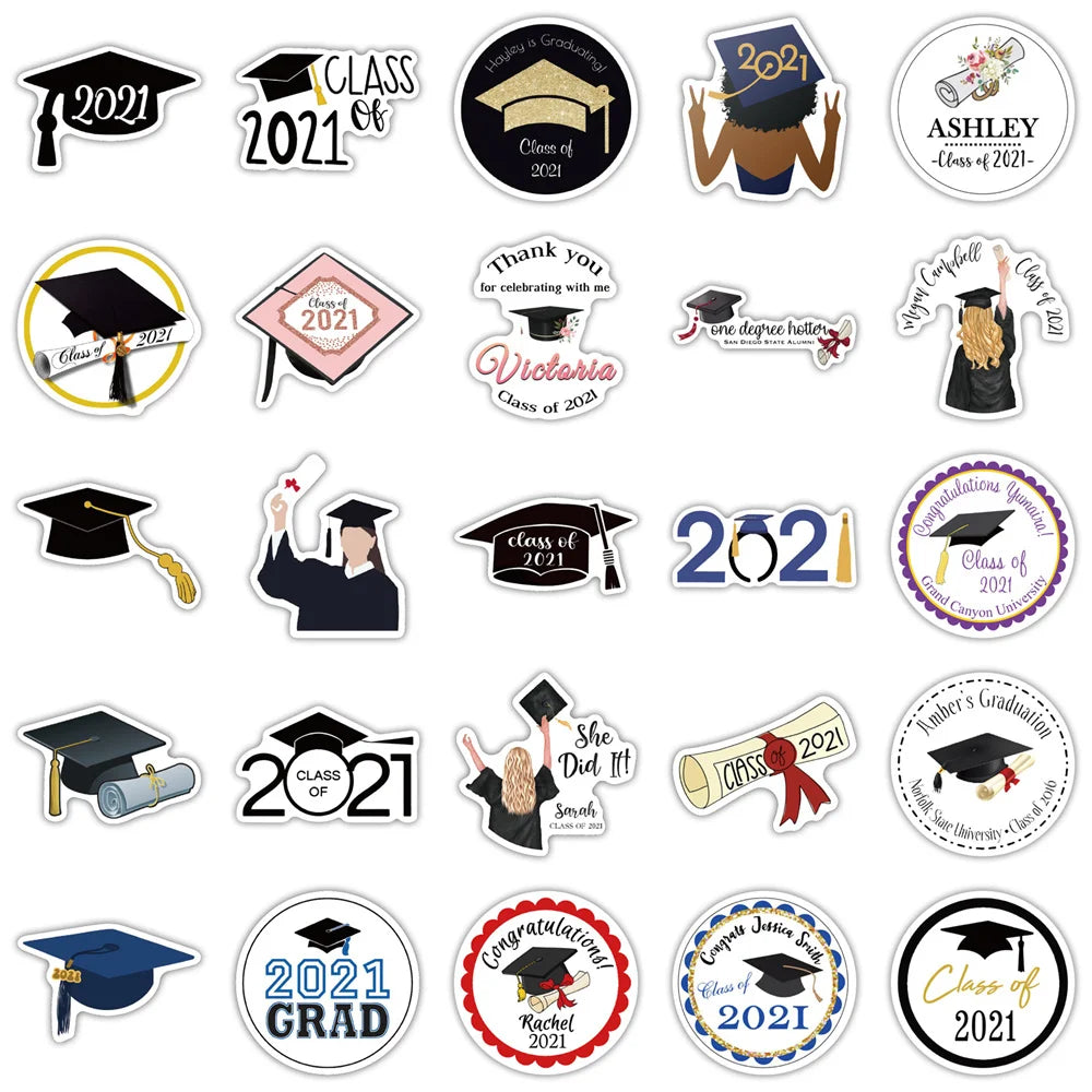 50PCS Graduation Season Graffiti Waterproof Sticker Suitcase Notebook Mobile Phone Refrigerator Helmet Water Cup