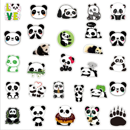 50PCS Cute Panda Graffiti Sticker Waterproof Luggage Laptop Scooter Water Cup Decoration Toy