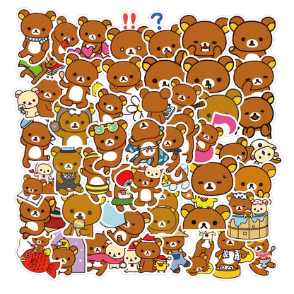 50PCS New Cute Bear Cartoon Graffiti Waterproof Sticker Suitcase Notebook Refrigerator Skateboard Stationery Box