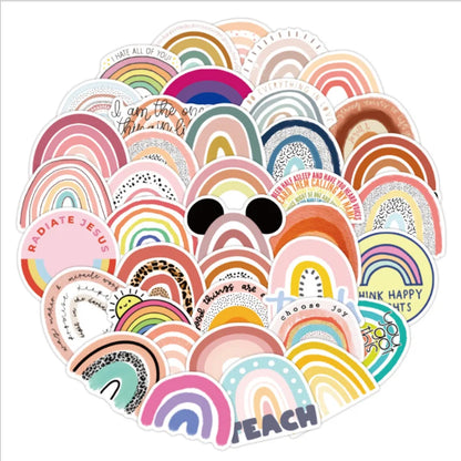 50PCS Colorful Rainbow Bridge Small Fresh Graffiti Stickers Luggage Mobile Phone Children Helmet Decoration Toys
