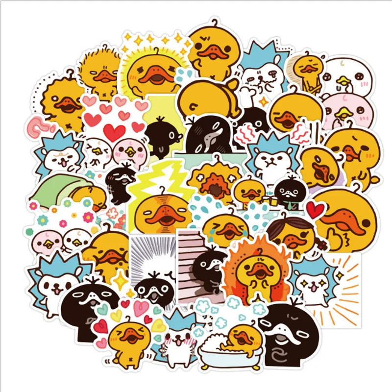 50PCS Cute Big-billed Duck Cartoon Anime Graffiti Notebook Suitcase Iron Toy