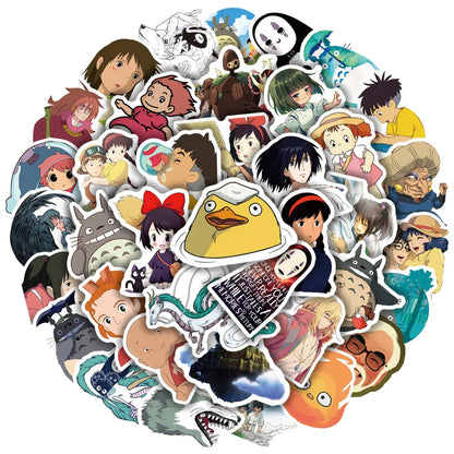 50PCS Hayao Miyazaki Anime Graffiti Waterproof Helmet Laptop Luggage Bike Skateboard Cartoon Cute PVC Sticker