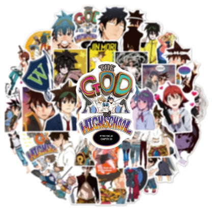 50PCS Anime High School God Graffiti Sticker Laptop Skateboard Guitar Refrigerator Waterproof Decorative Sticker